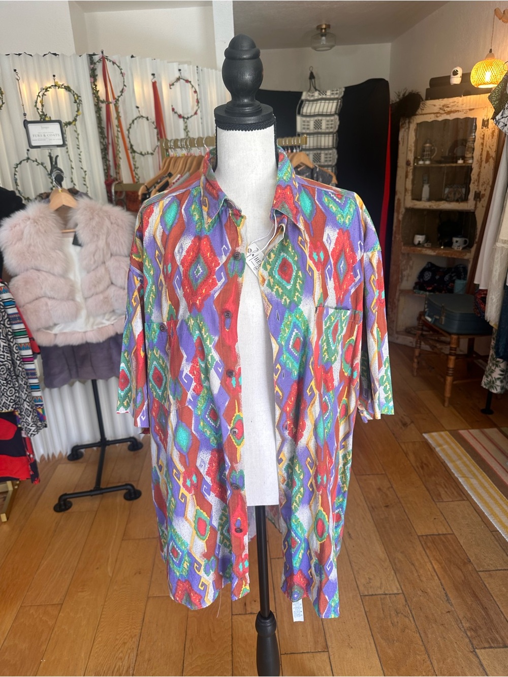 New Man – Multicolor Aztec/Geometric Print Robe Shirt